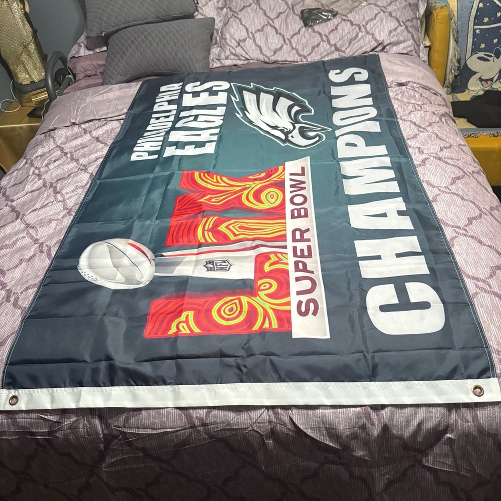Philadelphia Eagles Super Bowl Champions Banner - Black and Red
